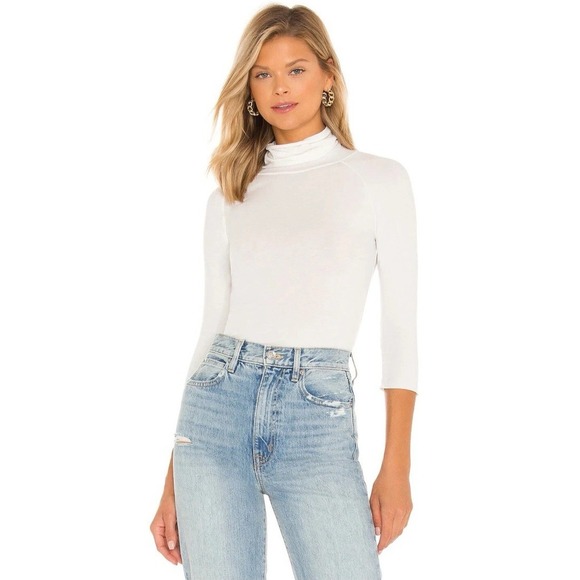 Free People Tops - Free People Women Sze Small Modern Turtleneck Shirt Optic White 3/4 Basic Layer